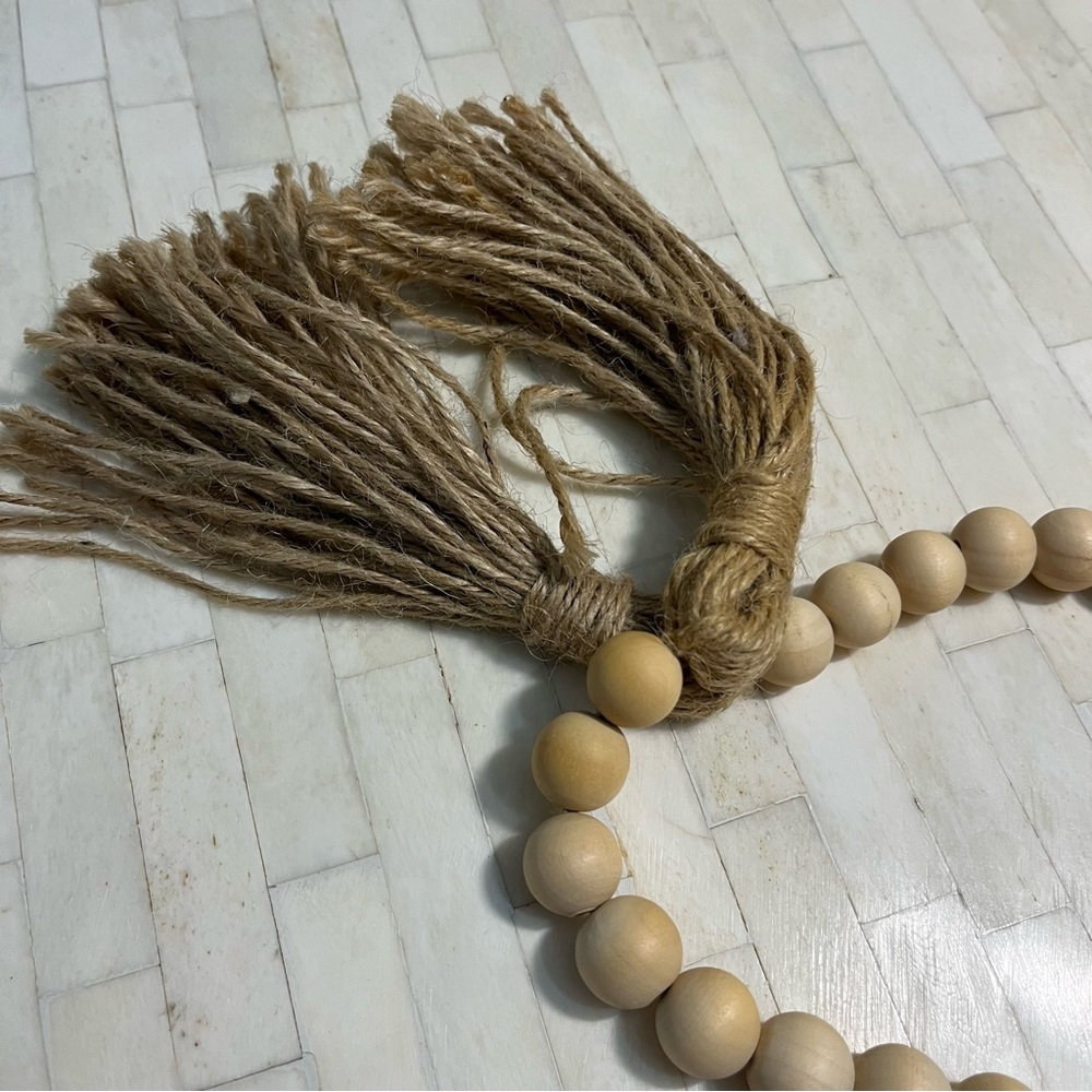 Natural Wooden Bead Decor, 50 inches Long - Picture 2 of 5